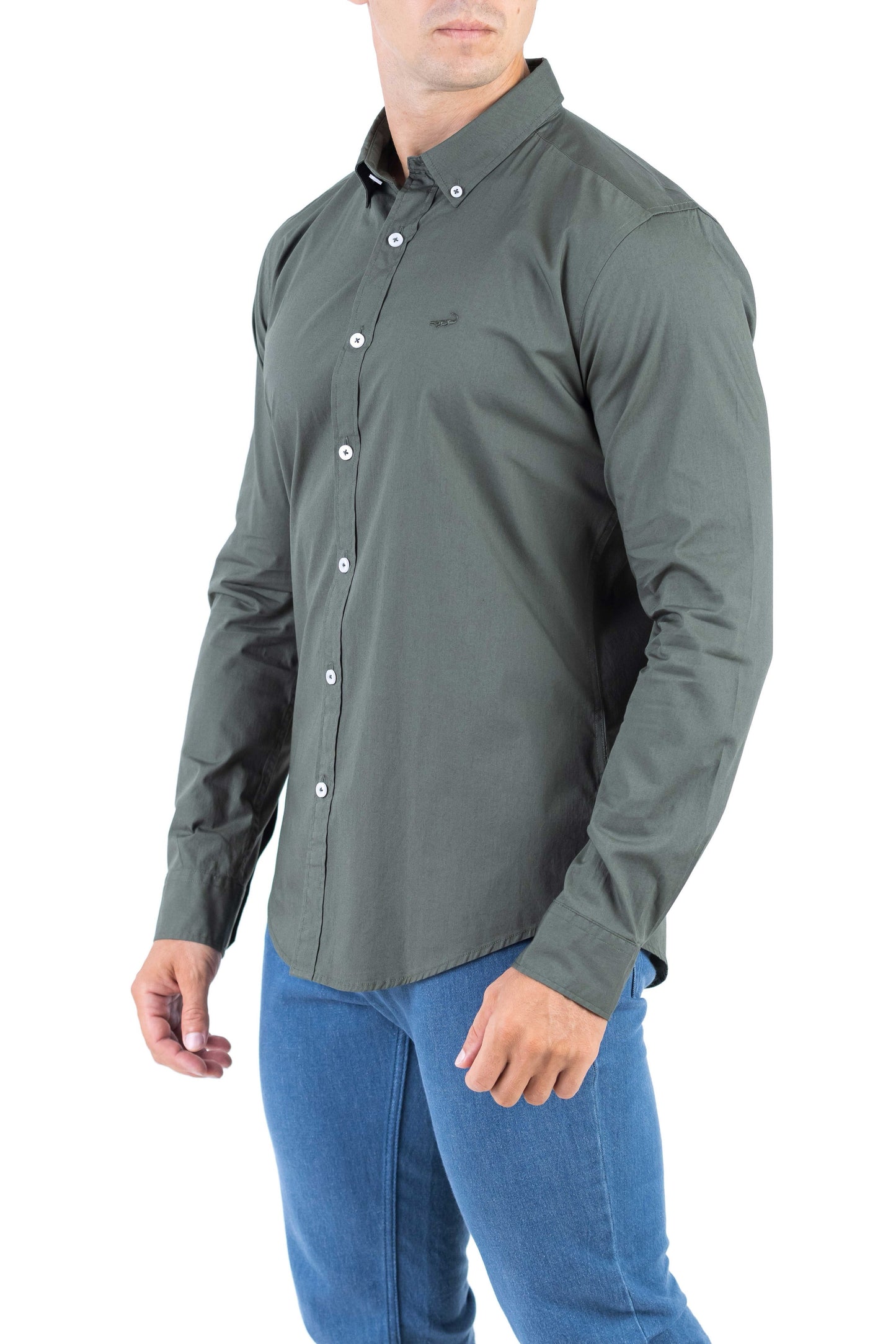 Crocodile Semi Casual Plain Slim Fit Shirt - Posy Green