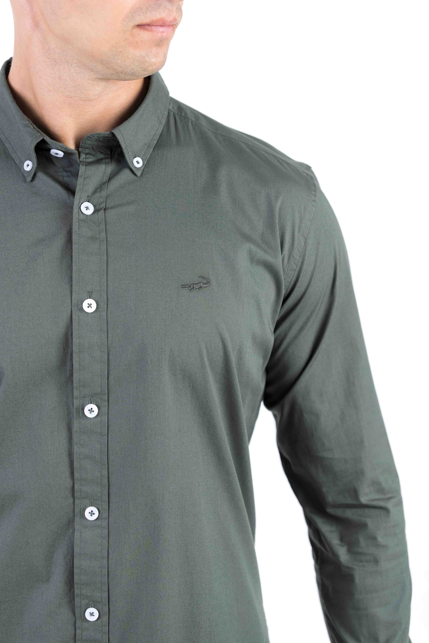 Crocodile Semi Casual Plain Slim Fit Shirt - Posy Green