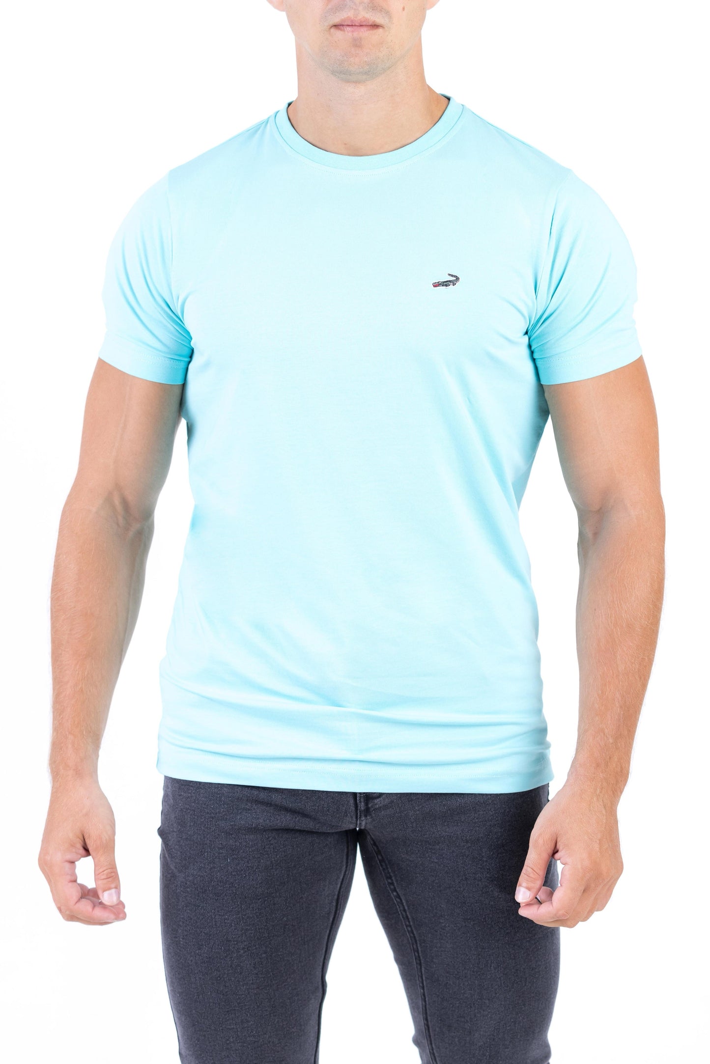 Crocodile Crew Neck Single Jersey Action Fit - Baby Blue