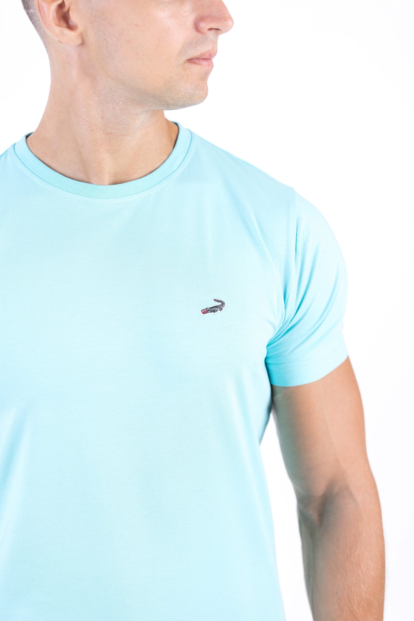 Crocodile Crew Neck Single Jersey Action Fit - Baby Blue