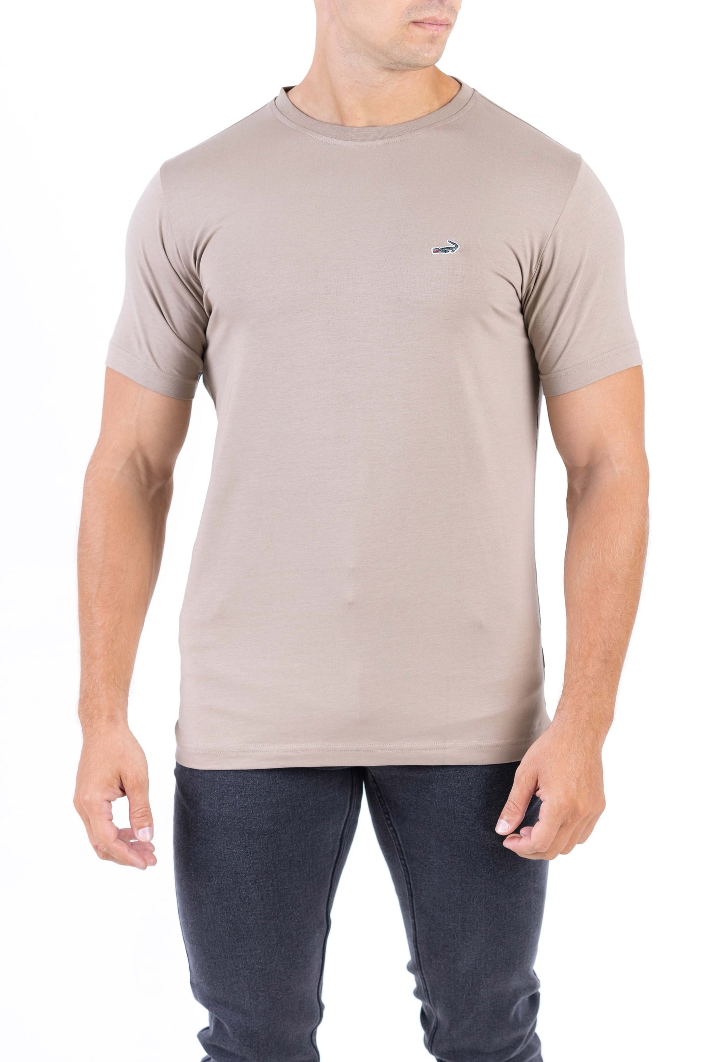 Crocodile Crew Neck Single Jersey Action Fit - Brown