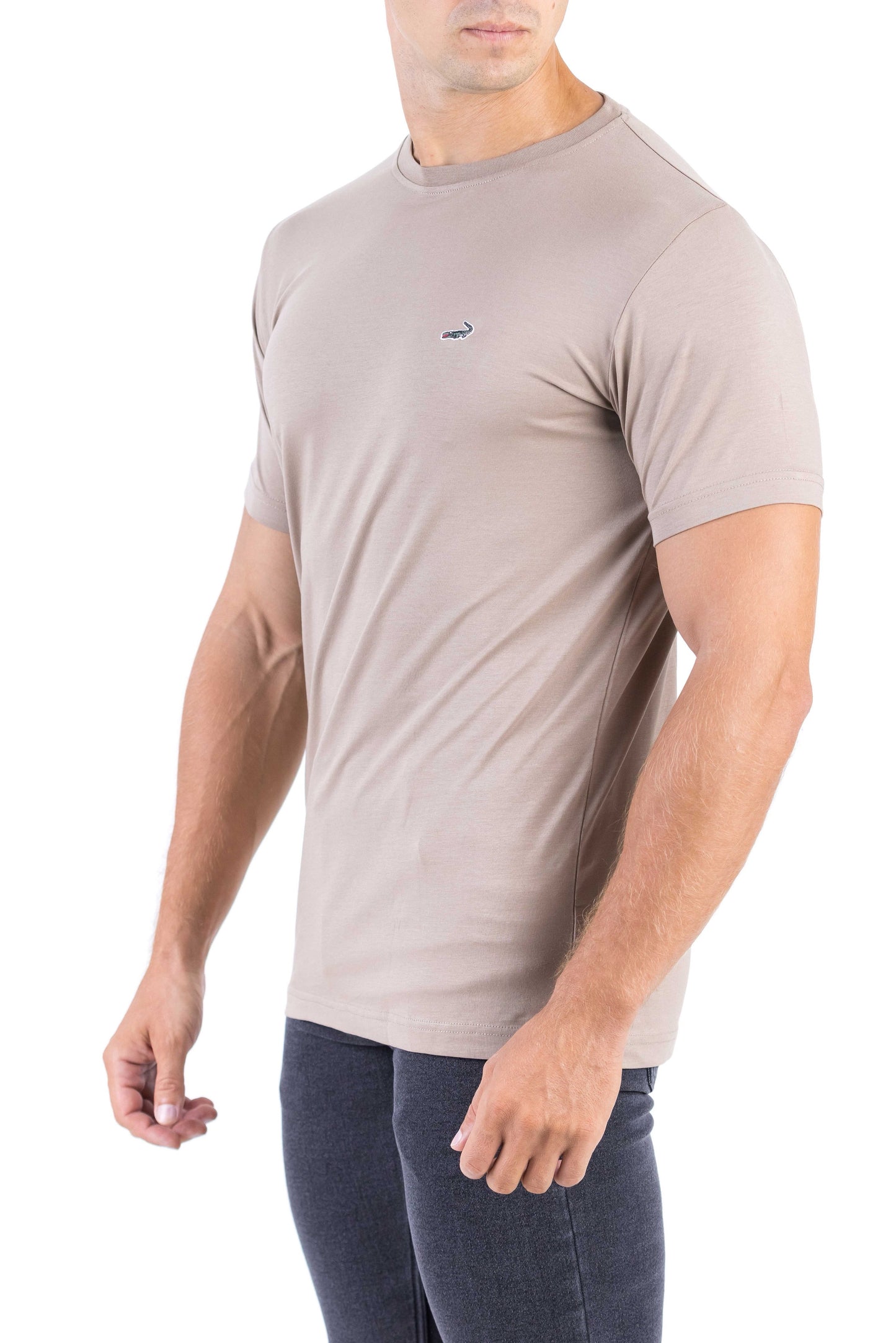 Crocodile Crew Neck Single Jersey Action Fit - Brown