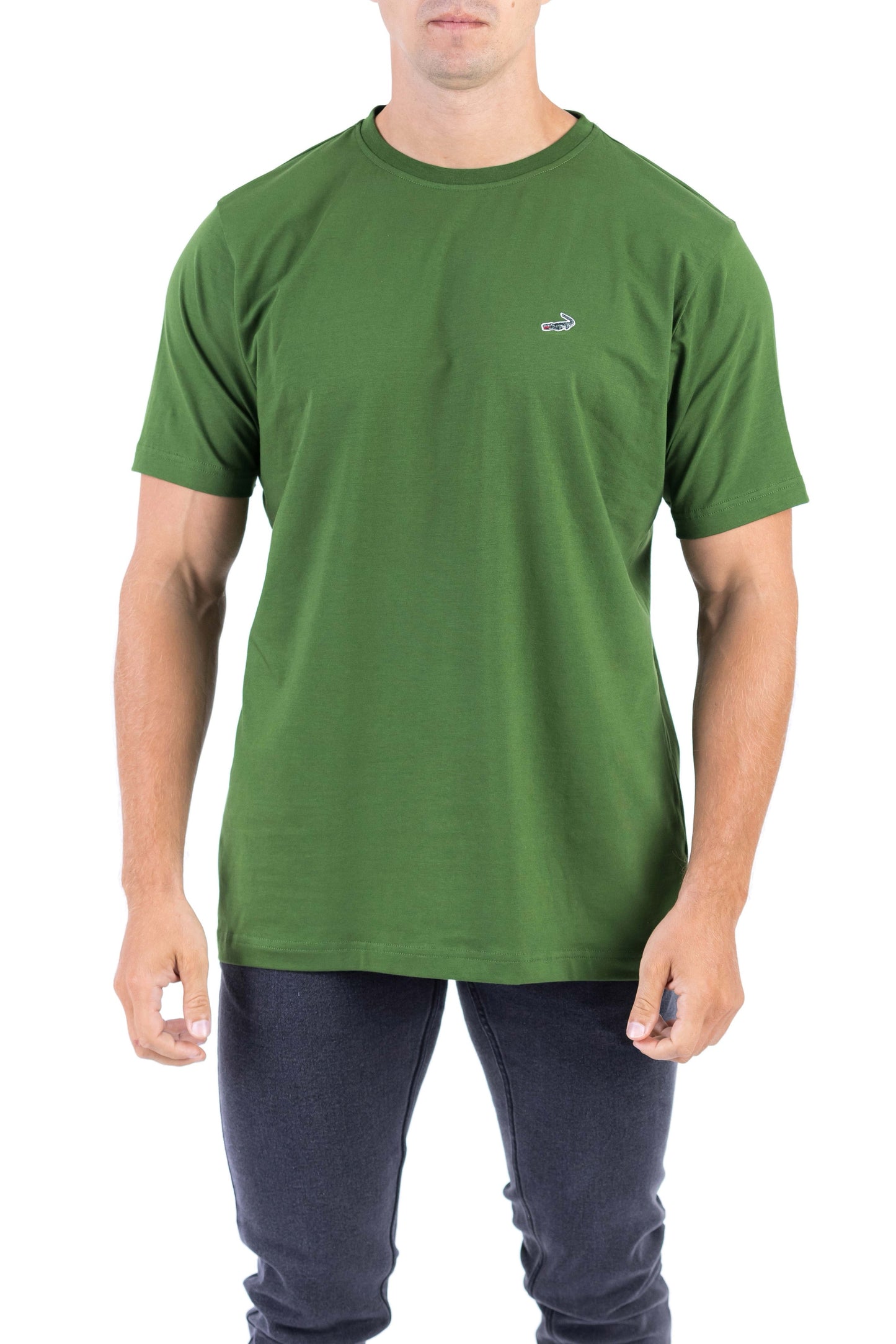 Crocodile Crew Neck Single Jersey Regular Fit - Green Storm