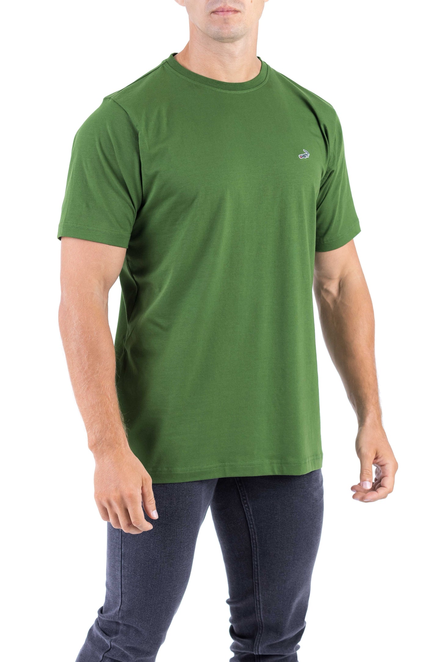 Crocodile Crew Neck Single Jersey Regular Fit - Green Storm
