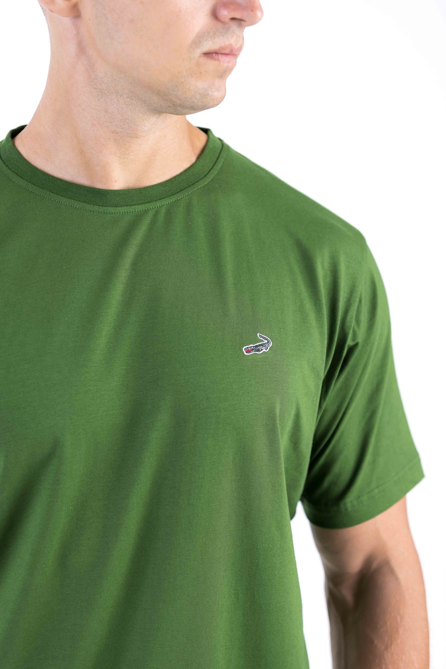Crocodile Crew Neck Single Jersey Regular Fit - Green Storm