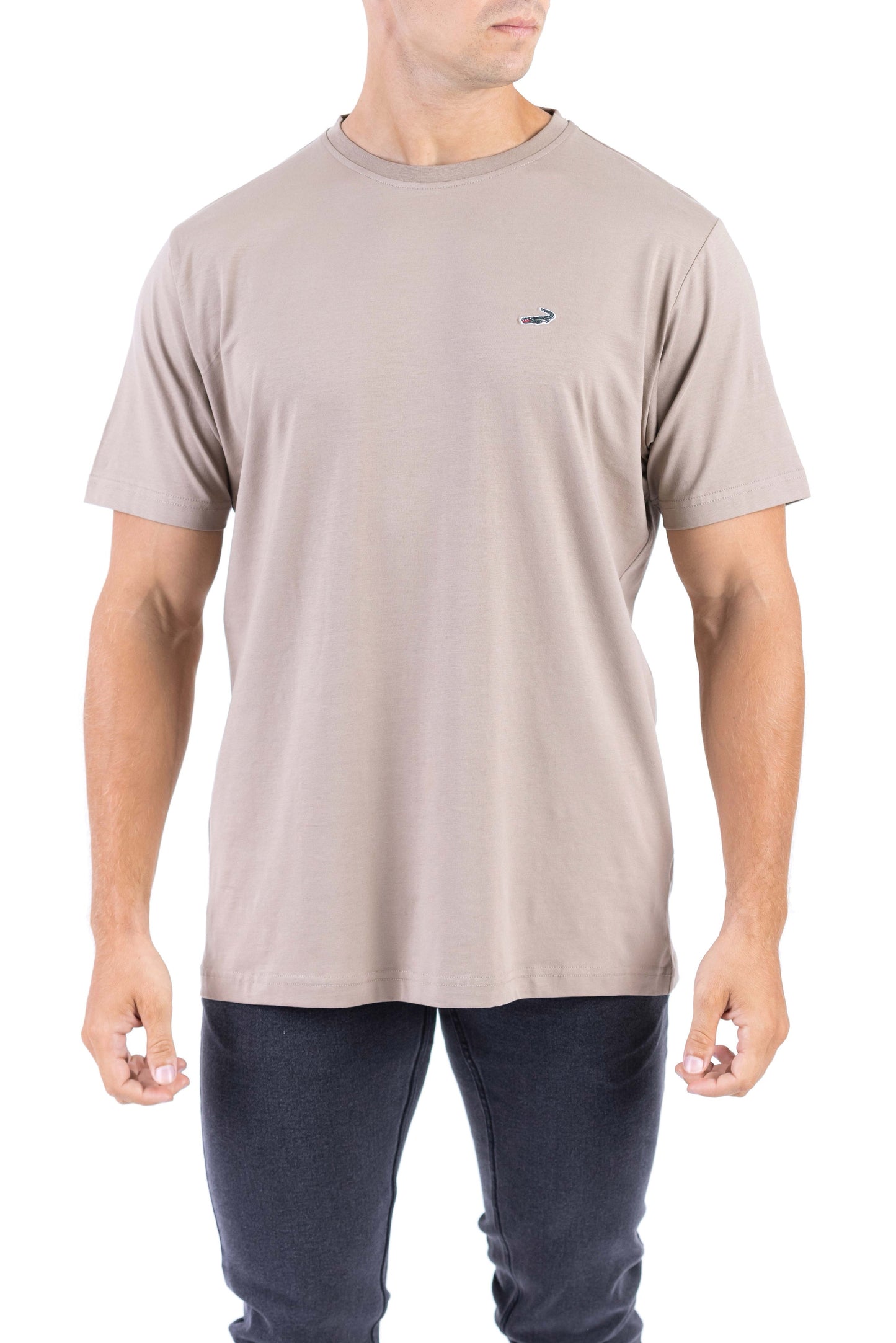 Crocodile Crew Neck Single Jersey Regular Fit - Brown