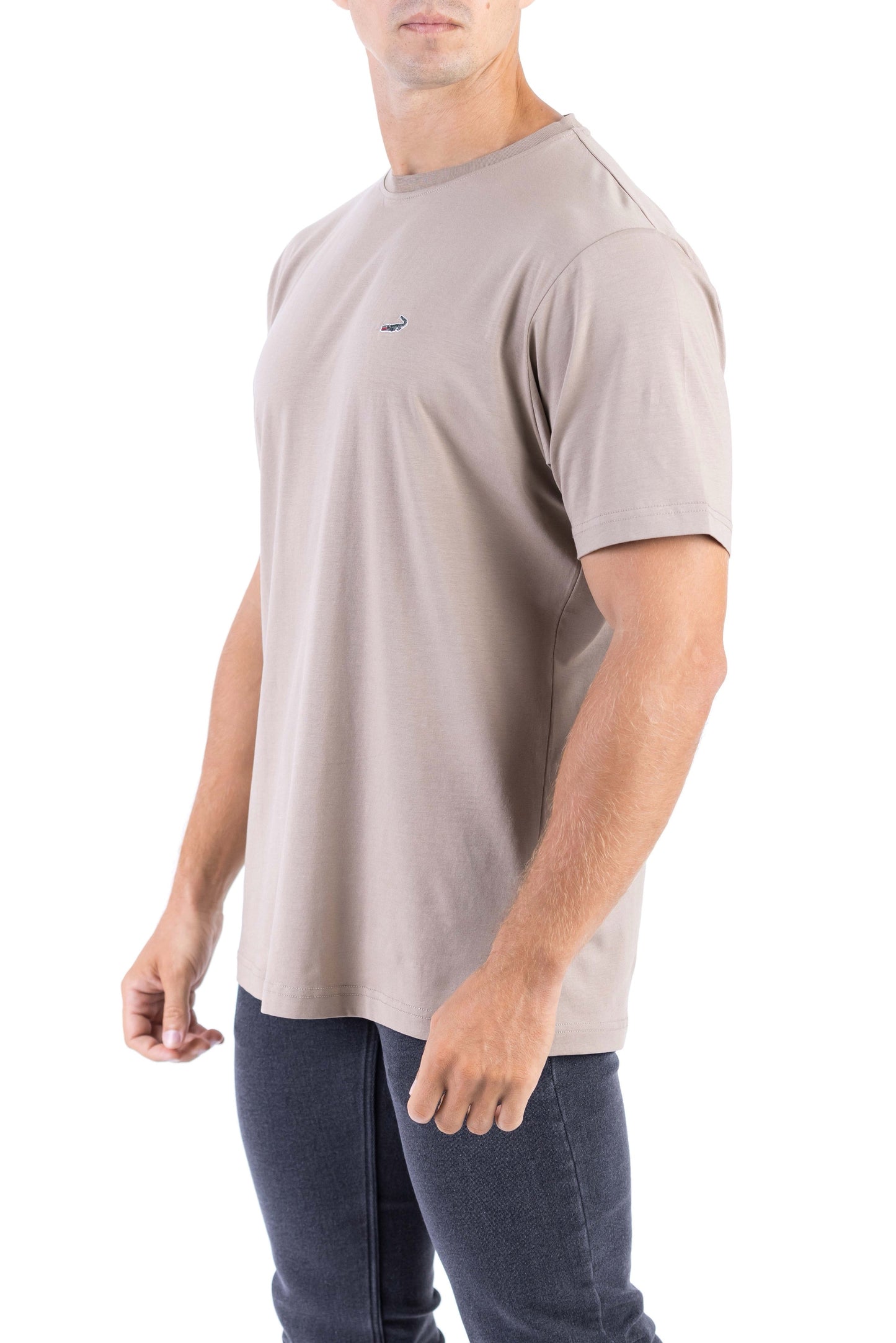 Crocodile Crew Neck Single Jersey Regular Fit - Brown