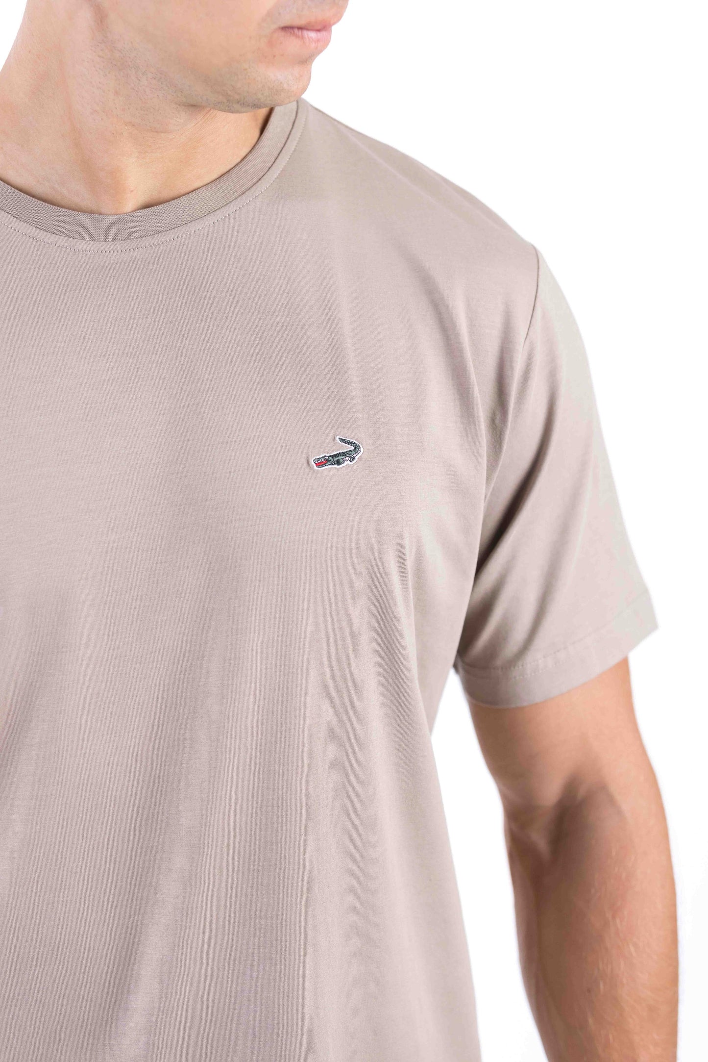 Crocodile Crew Neck Single Jersey Regular Fit - Brown