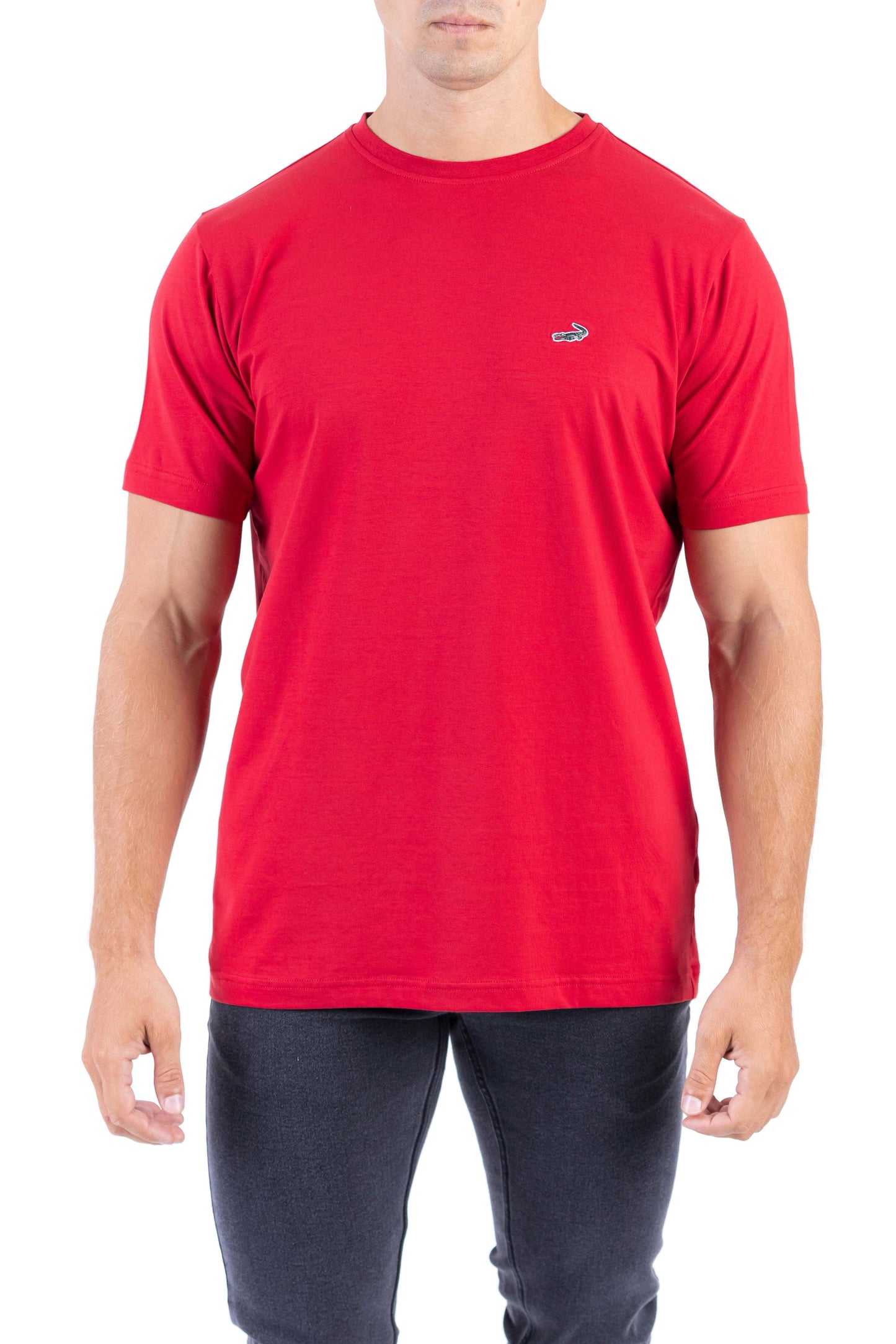 Crocodile Crew Neck Single Jersey Regular Fit - Crimson