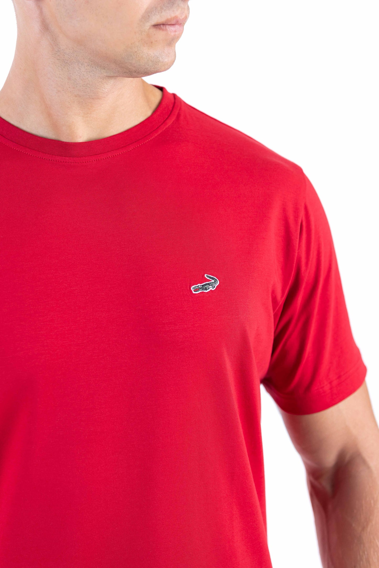 Crocodile Crew Neck Single Jersey Regular Fit - Crimson