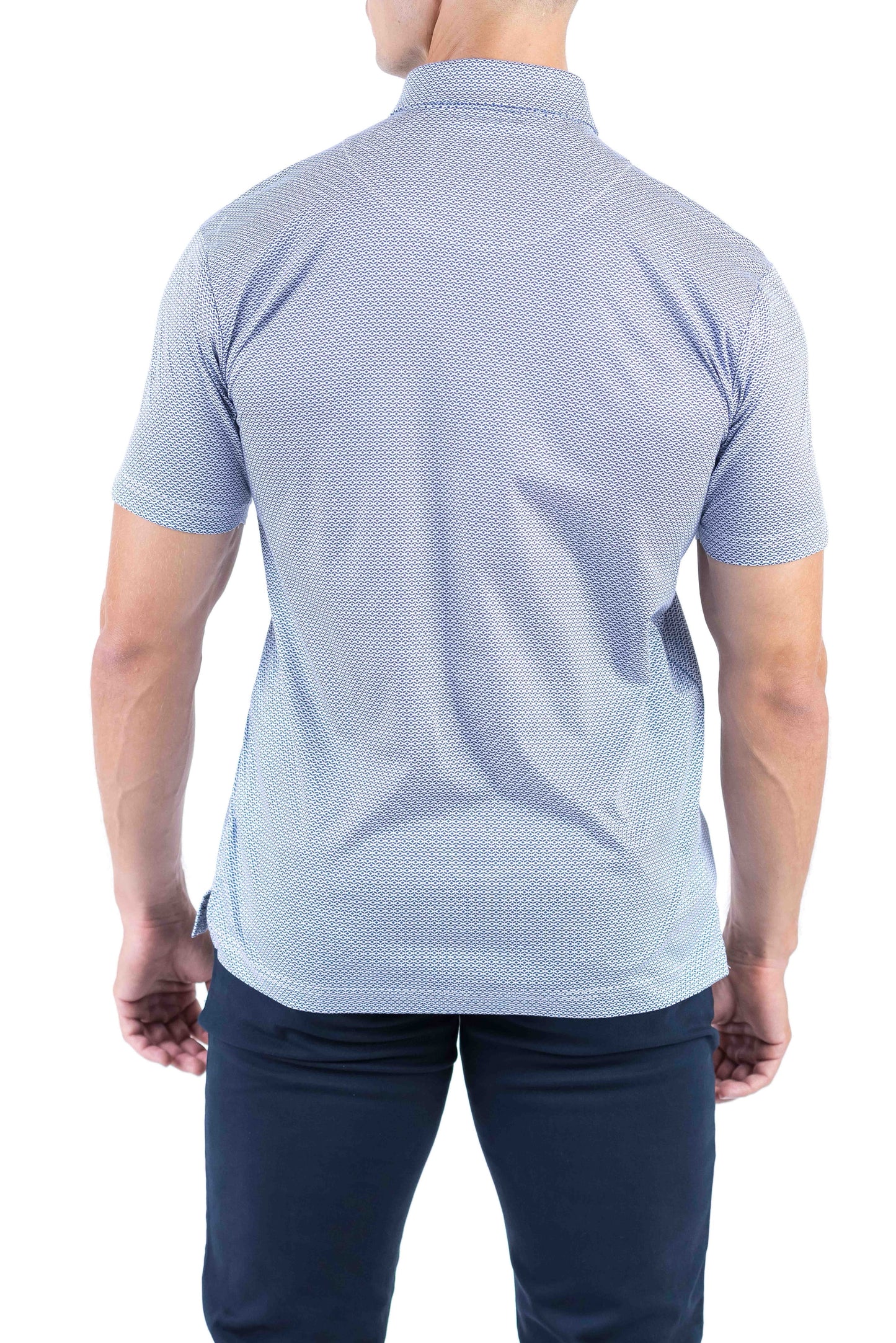 Crocodile Printed Slim Fit Polo - Methly Blue
