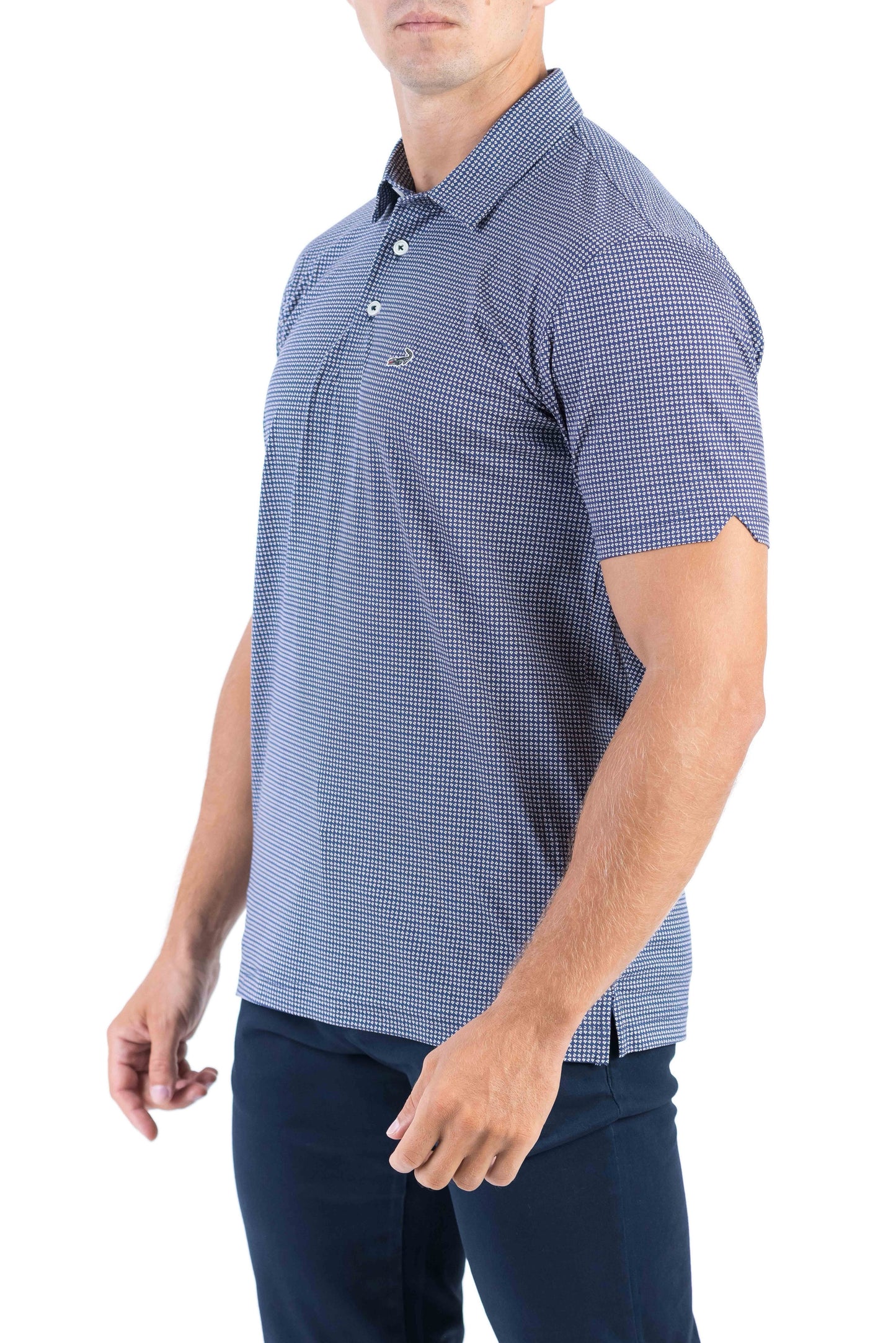 Crocodile Printed Slim Fit Polo - True Navy