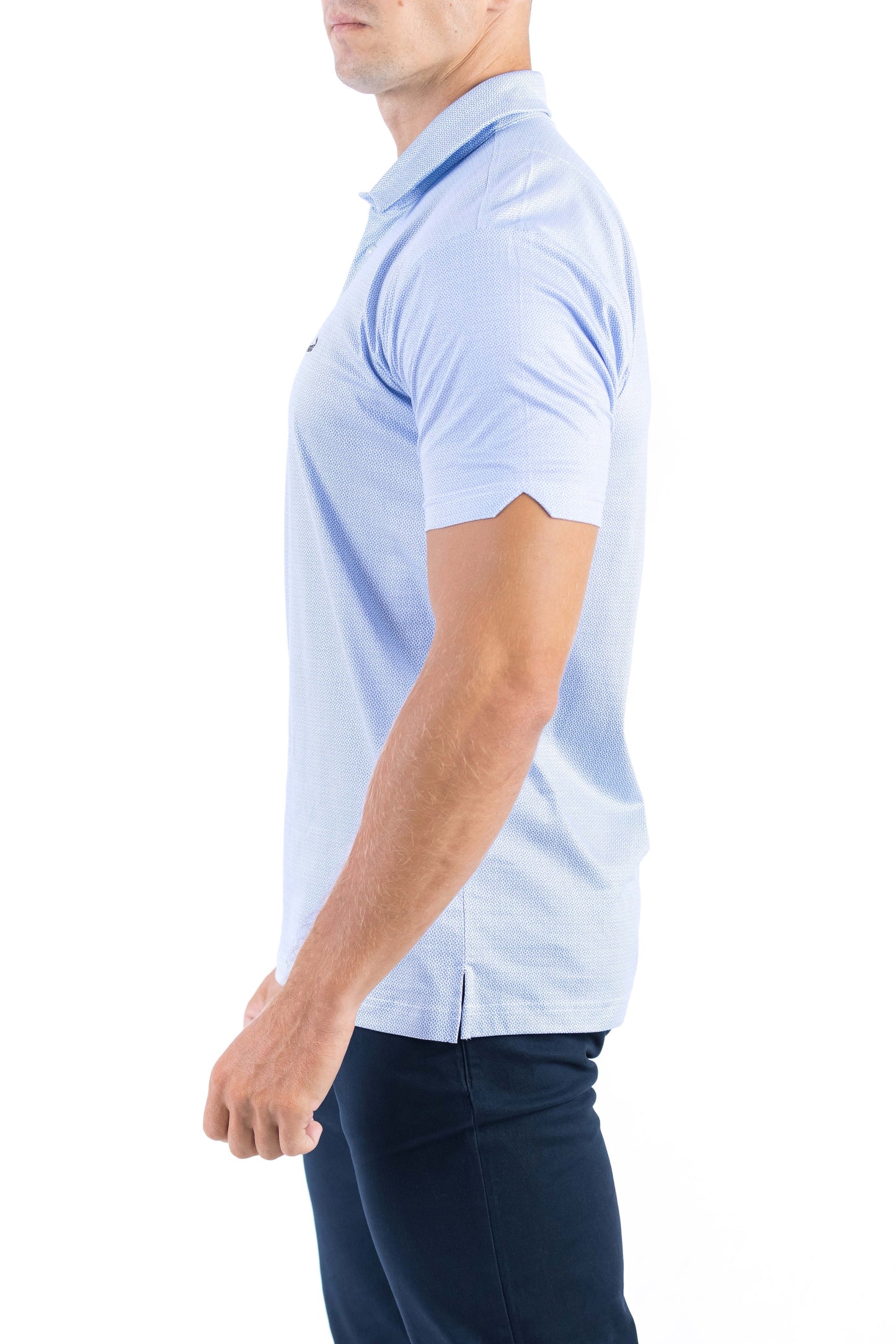 Crocodile Printed Slim Fit Polo - Baby Blue