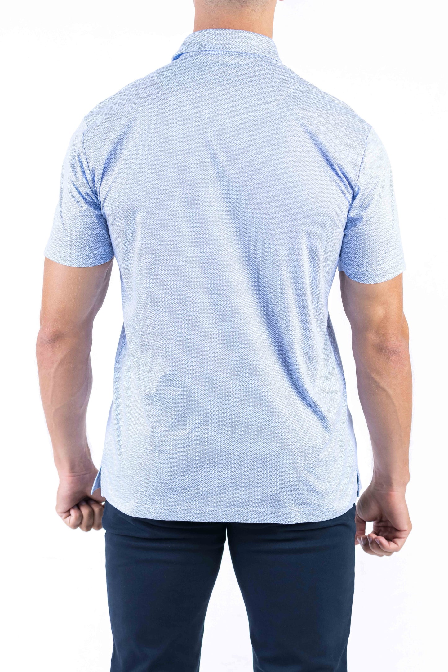 Crocodile Printed Slim Fit Polo - Baby Blue