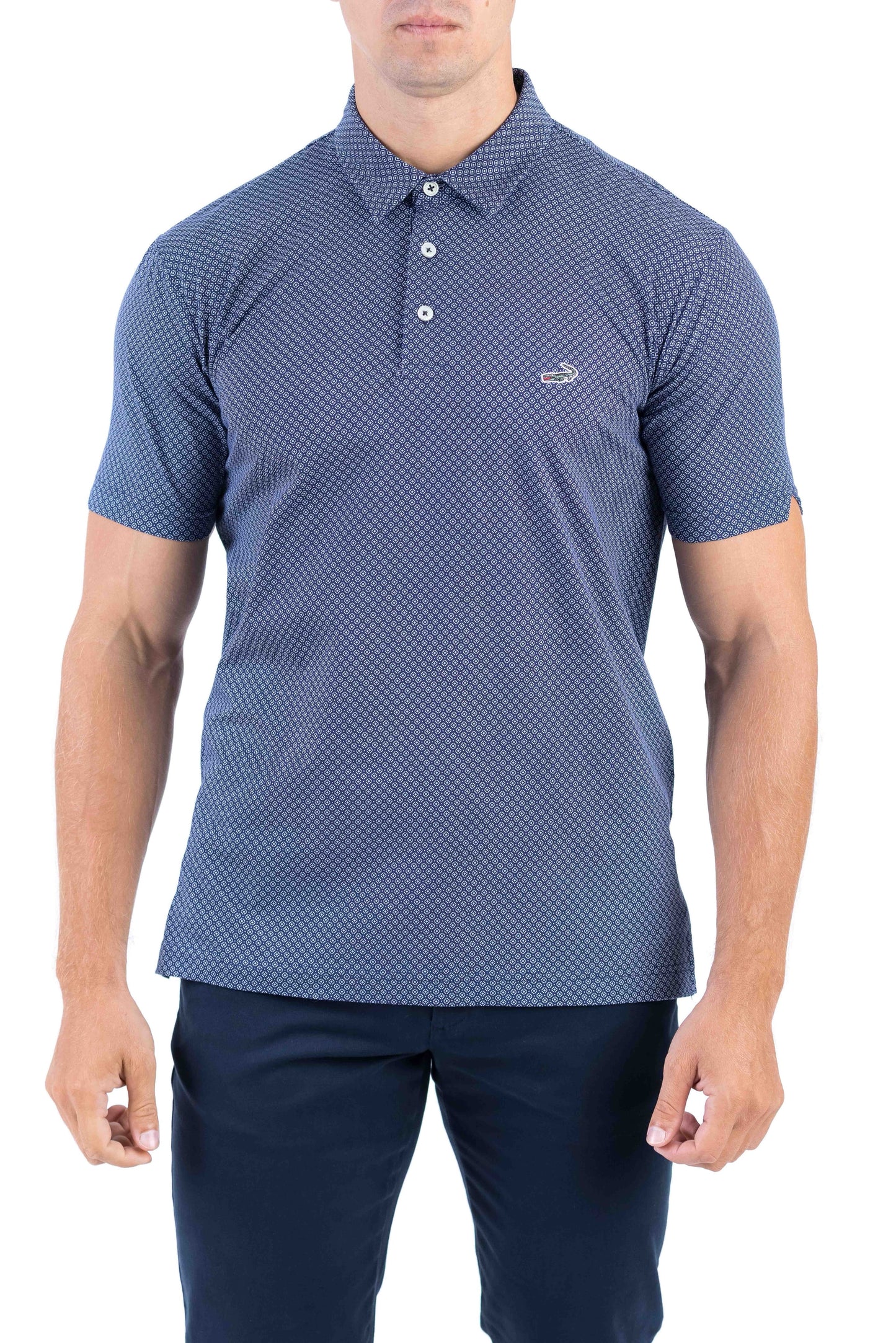 Crocodile Printed Slim Fit Polo - Twilight