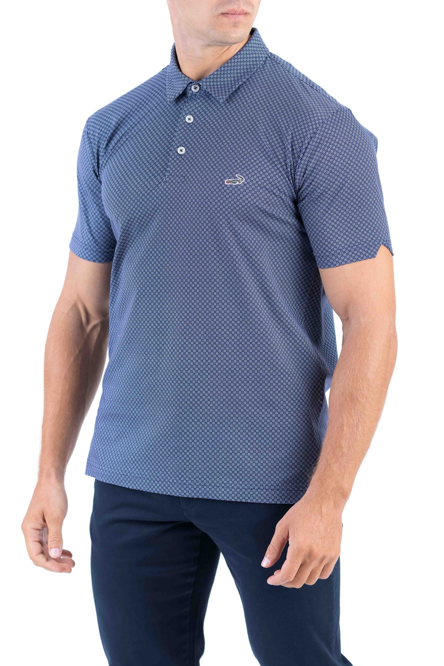 Crocodile Printed Slim Fit Polo - Twilight