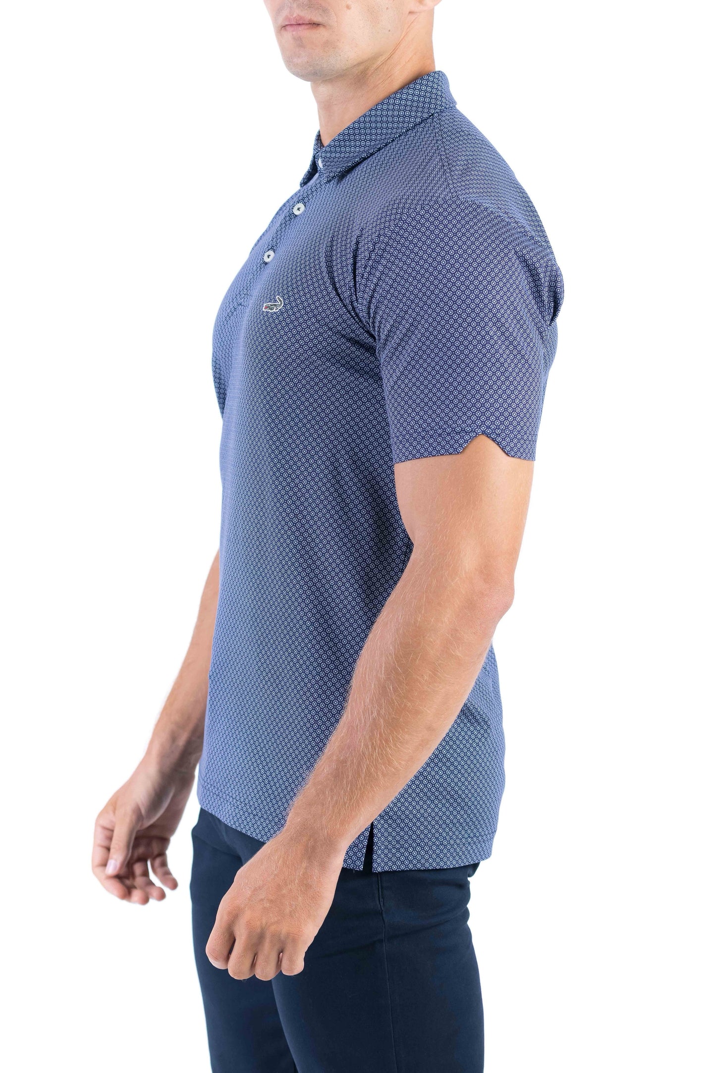 Crocodile Printed Slim Fit Polo - Twilight