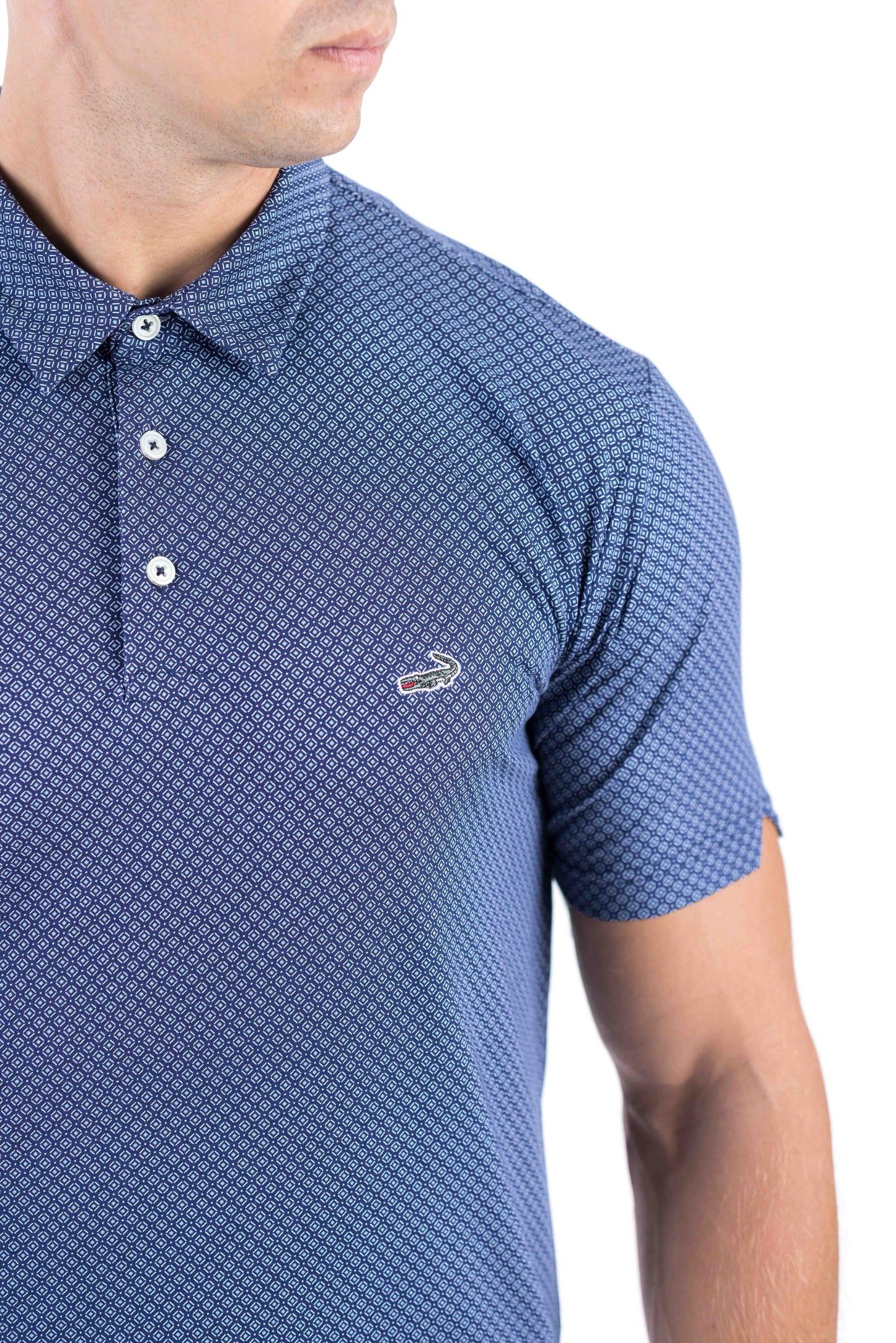 Crocodile Printed Slim Fit Polo - Twilight