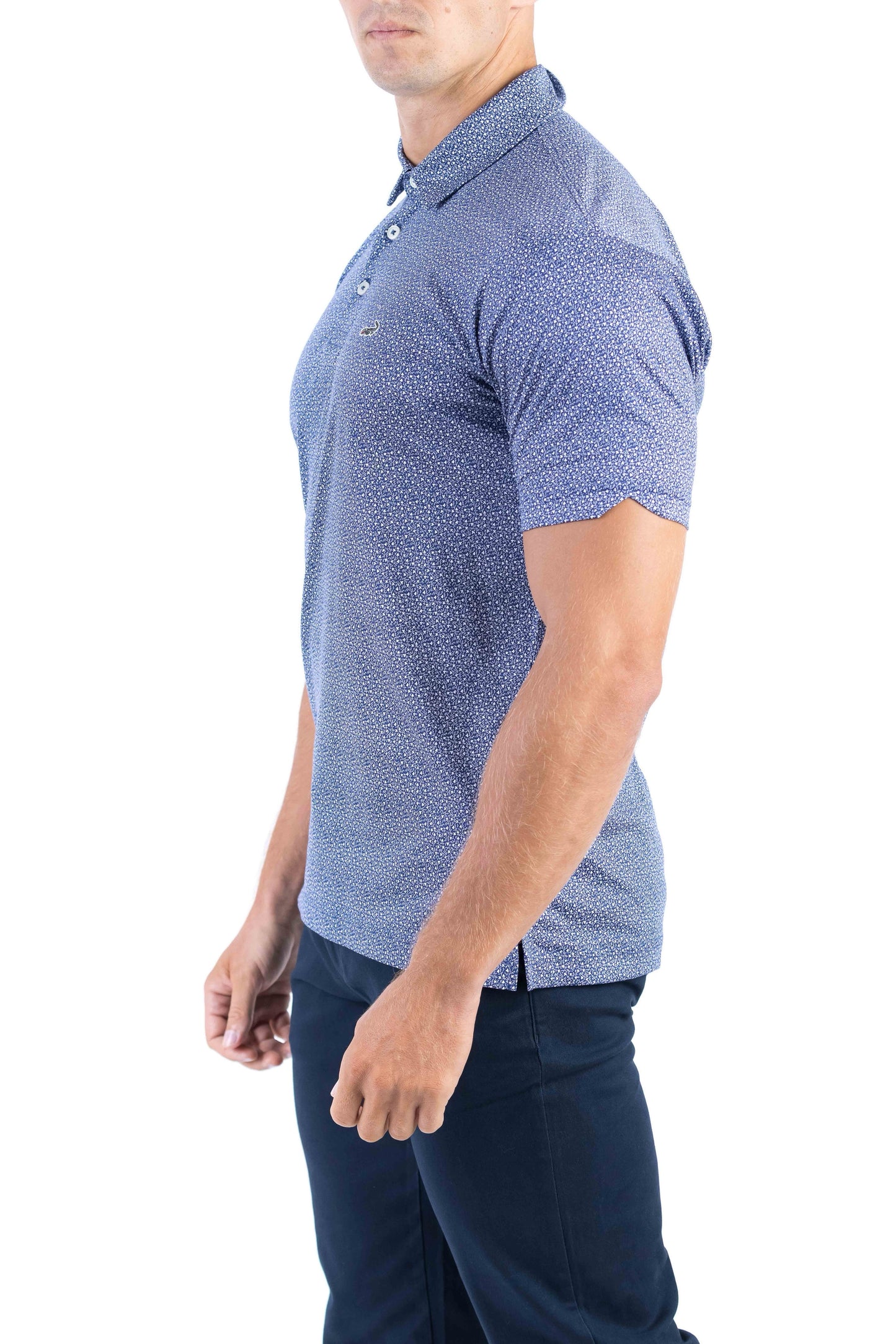 Crocodile Printed Slim Fit Polo - Gray Down