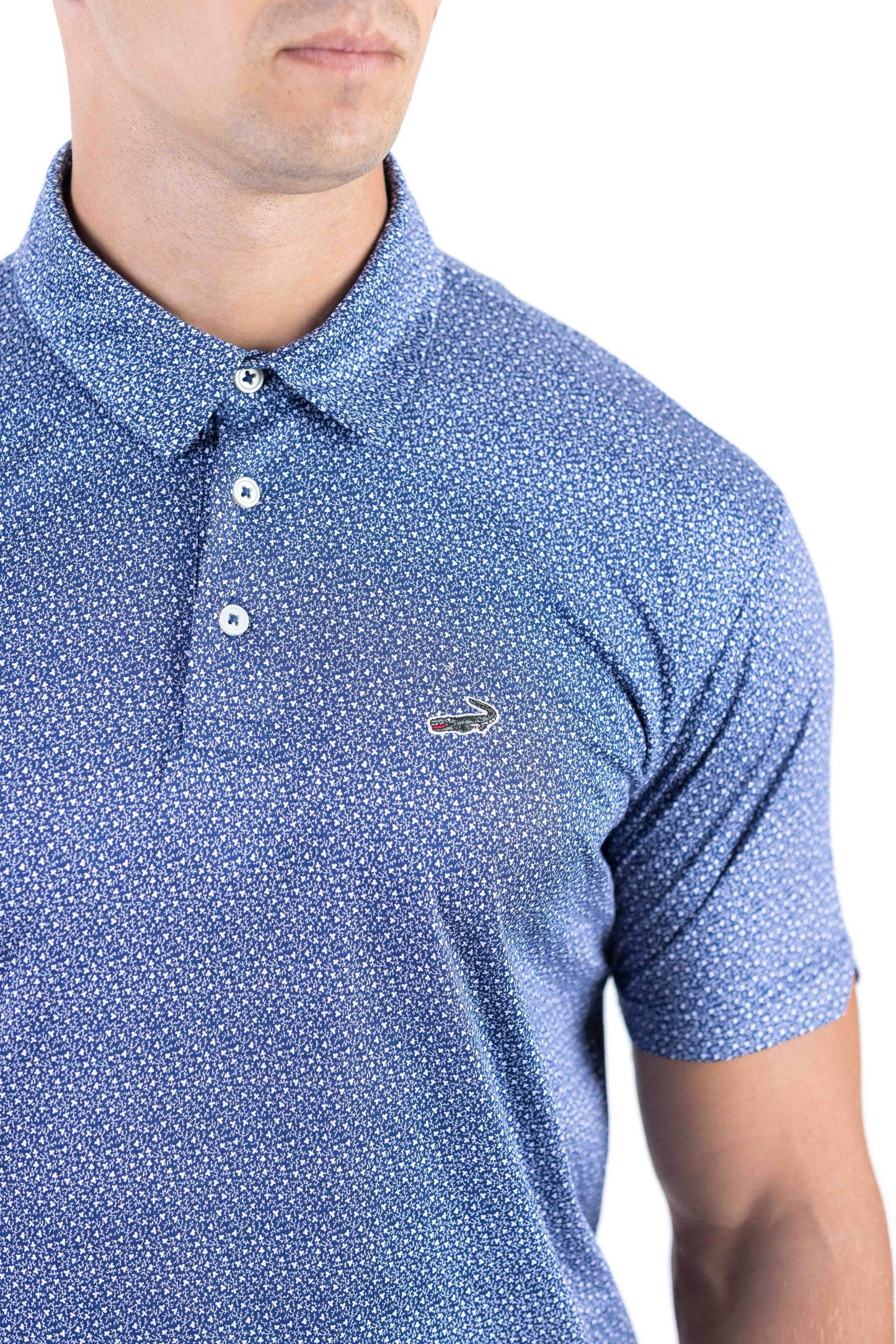 Crocodile Printed Slim Fit Polo - Gray Down
