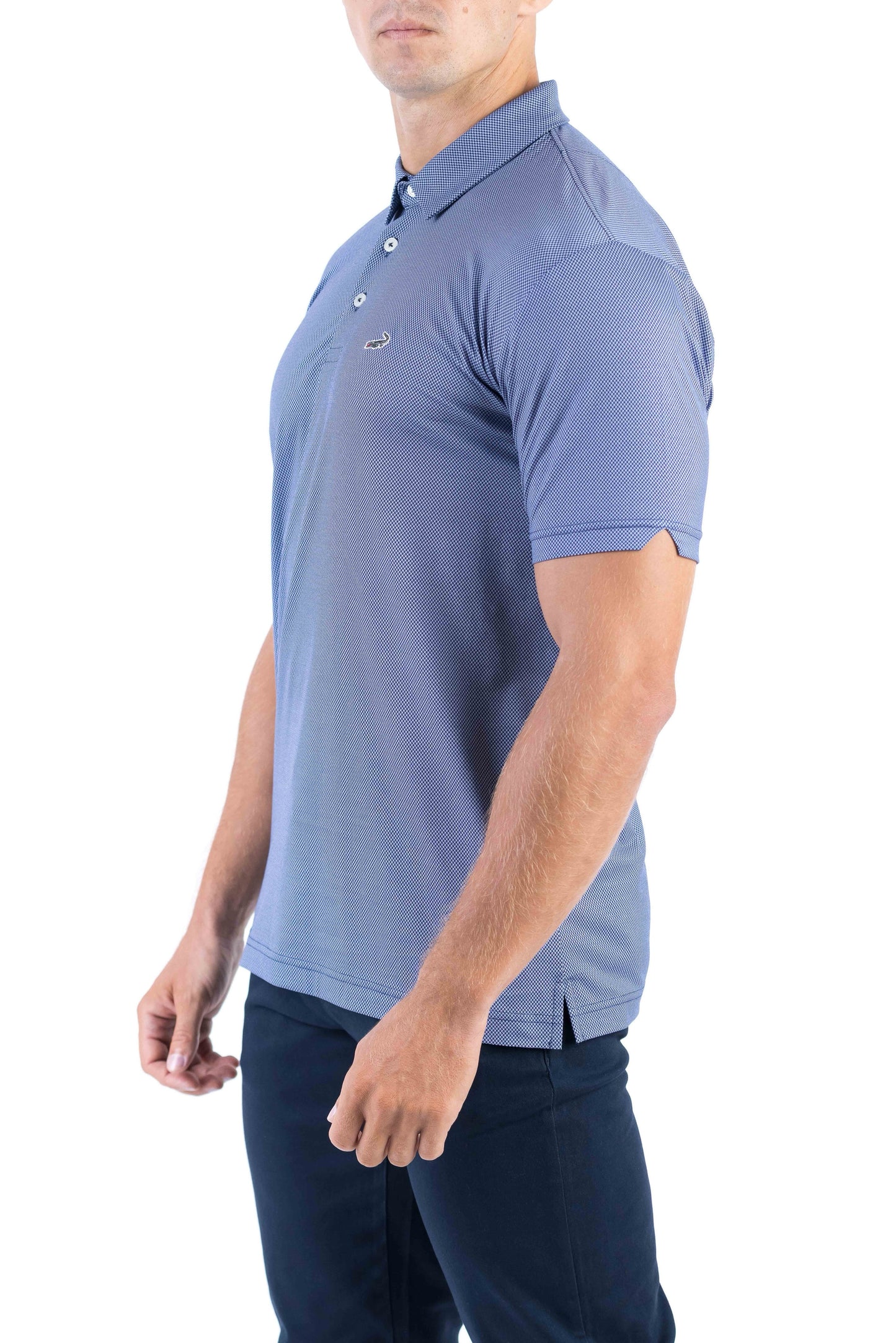 Crocodile Printed Slim Fit Polo - Vista Blue