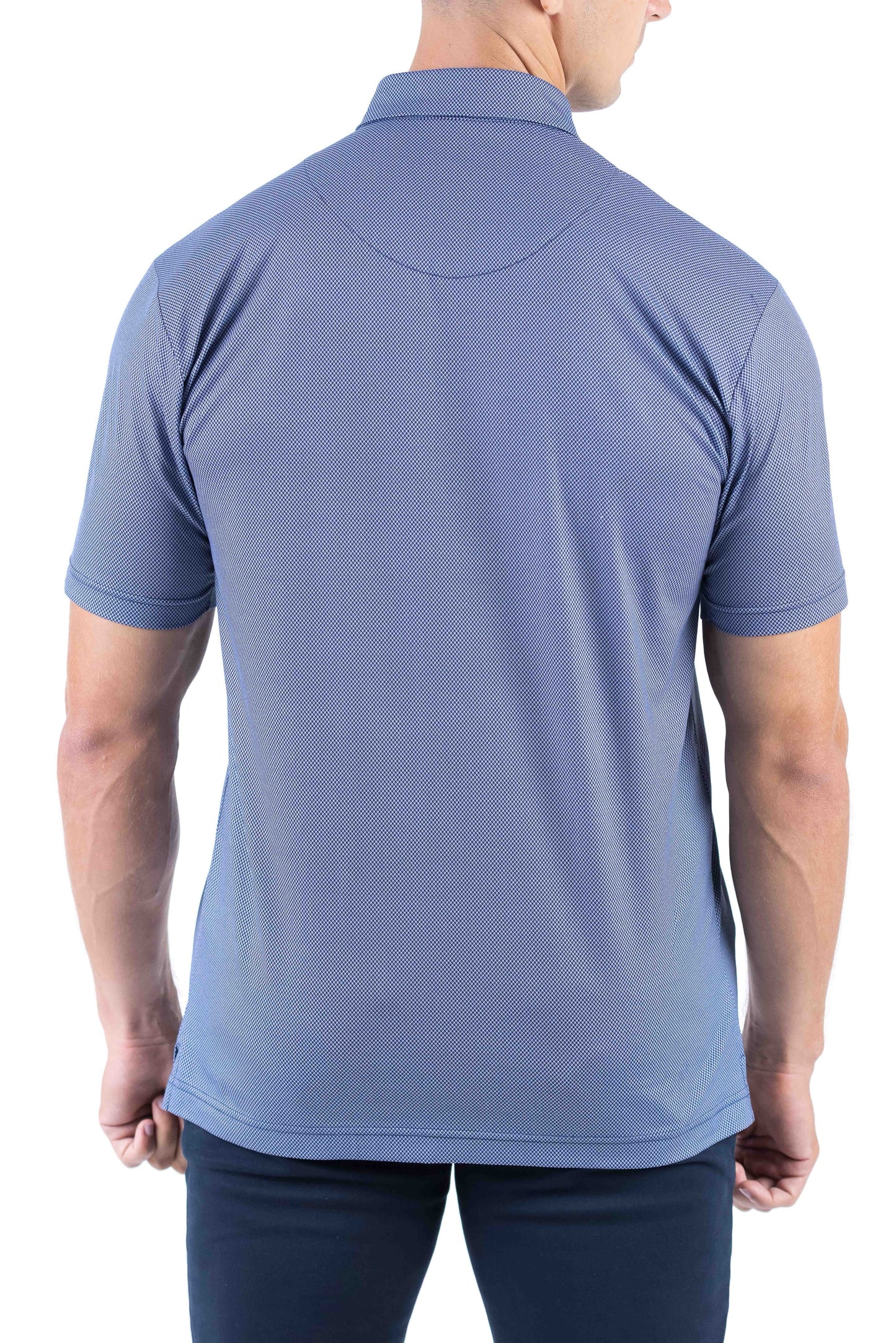 Crocodile Printed Slim Fit Polo - Vista Blue