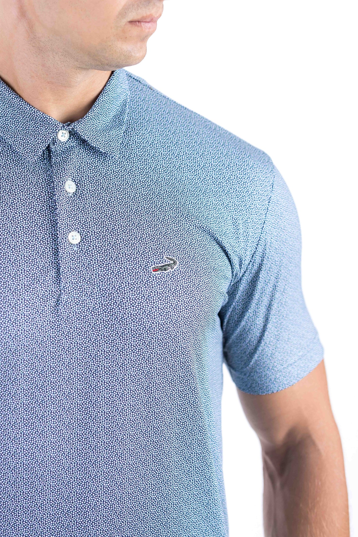 Crocodile Printed Slim Fit Polo - Green