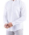 Crocodile Plain Linen  Slim Fit Shirt - White