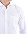 Crocodile Plain Linen  Slim Fit Shirt - White
