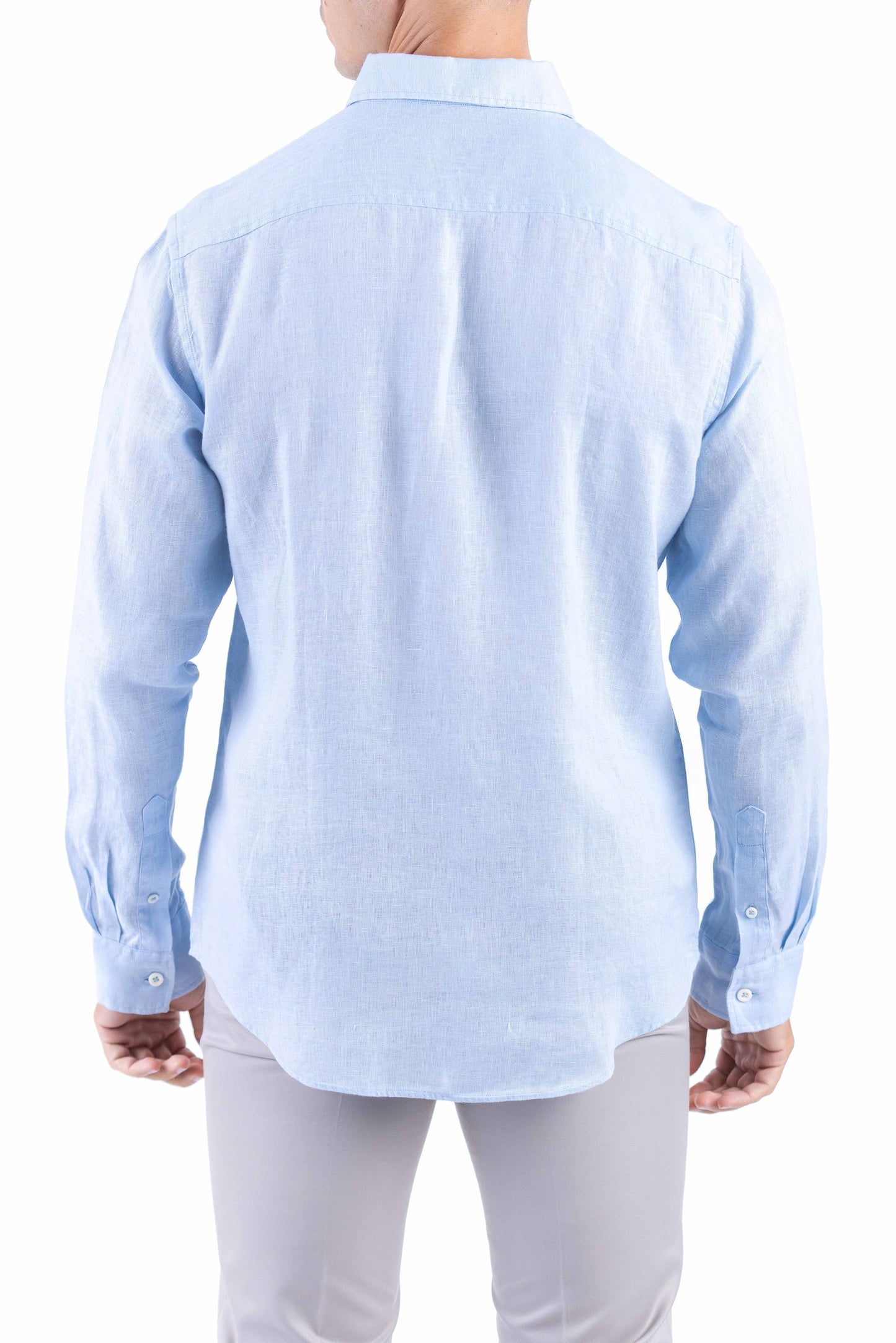 Crocodile Plain Linen  Slim Fit Shirt - Cashmere Blue