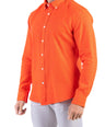 Crocodile Plain Linen  Slim Fit Shirt - Tango Red
