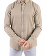 Crocodile Plain Linen  Slim Fit Shirt - Olive