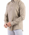 Crocodile Plain Linen  Slim Fit Shirt - Olive
