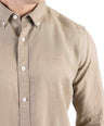 Crocodile Plain Linen  Slim Fit Shirt - Olive