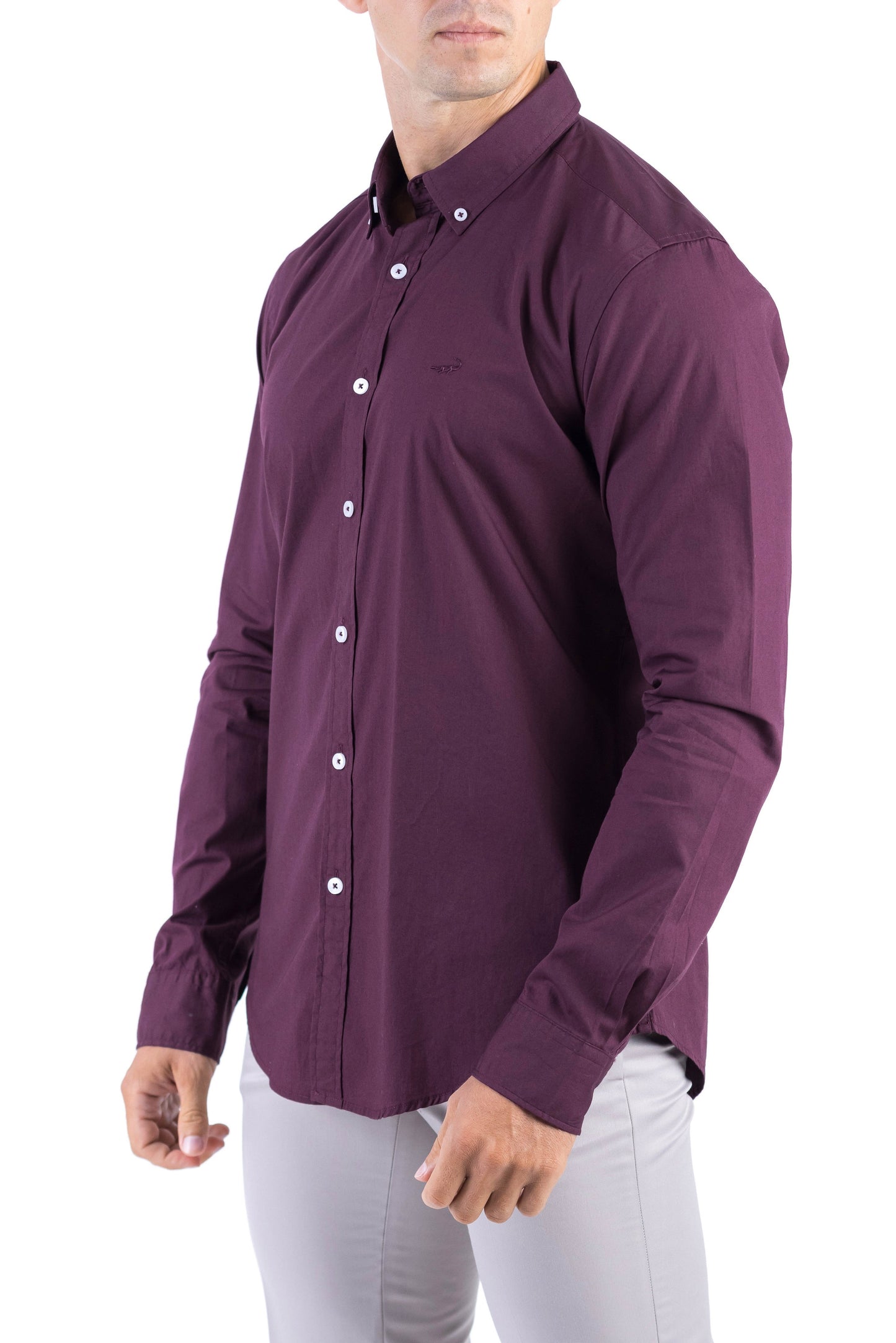Crocodile Semi Casual Plain Slim Fit Shirt - Oxblood Red