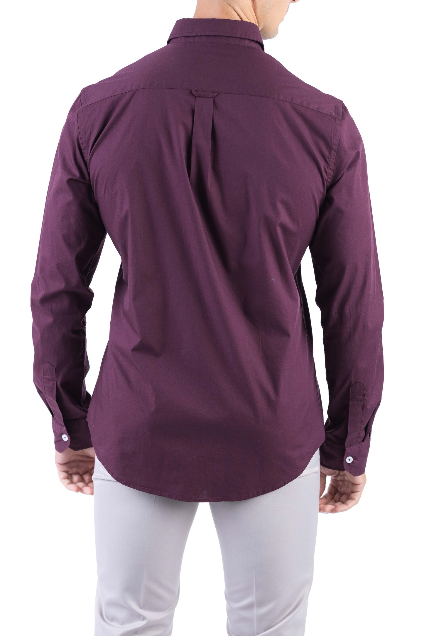 Crocodile Semi Casual Plain Slim Fit Shirt - Oxblood Red