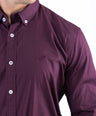 Crocodile Semi Casual Plain Slim Fit Shirt - Oxblood Red