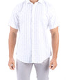 Crocodile Stripe Linen  Slim Fit Shirt - Cloud Burst