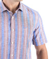 Crocodile Stripe Linen  Slim Fit Shirt - Chocolate Truffel