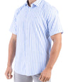 Crocodile Stripe Linen  Slim Fit Shirt - Dream Blue