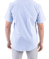 Crocodile Stripe Linen  Slim Fit Shirt - Dream Blue