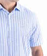 Crocodile Stripe Linen  Slim Fit Shirt - Dream Blue