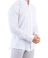 Crocodile Plain Linen  Slim Fit Shirt - White
