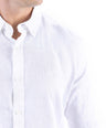 Crocodile Plain Linen  Slim Fit Shirt - White