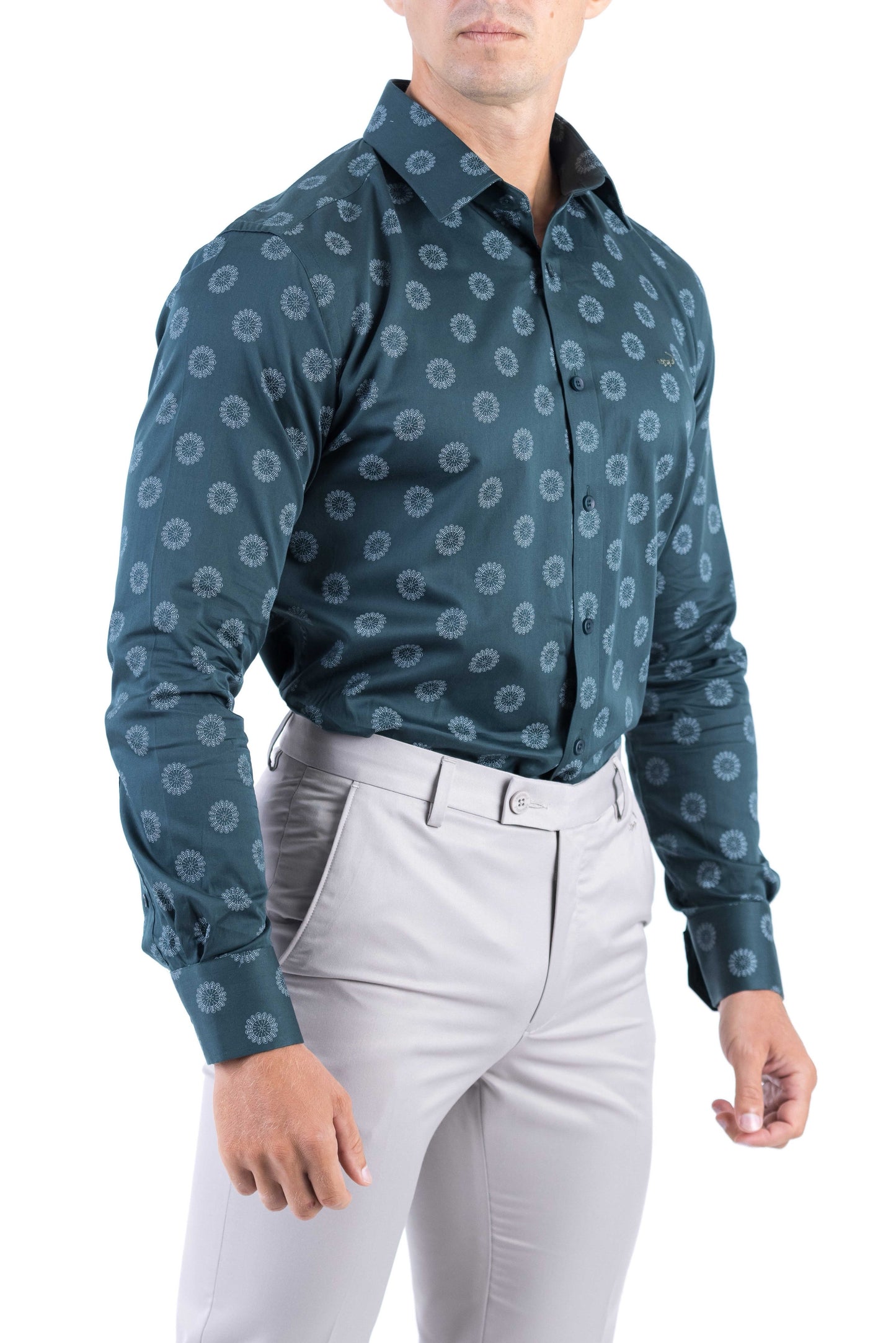 Crocodile Printed Evening Slim Fit Shirt - Posy Green