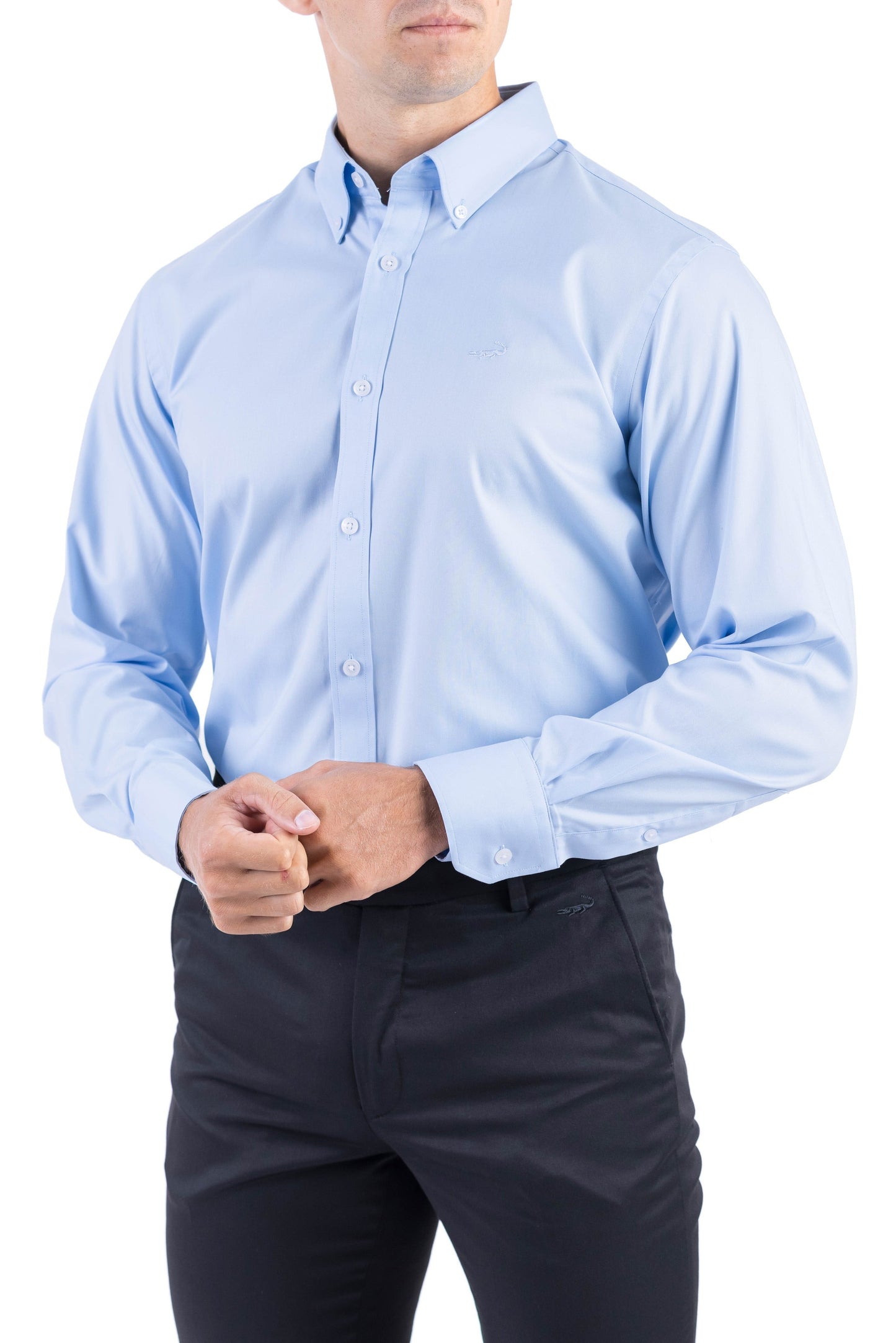 Crocodile Men Formal Plain Regular Fit Shirt - Sky Blue