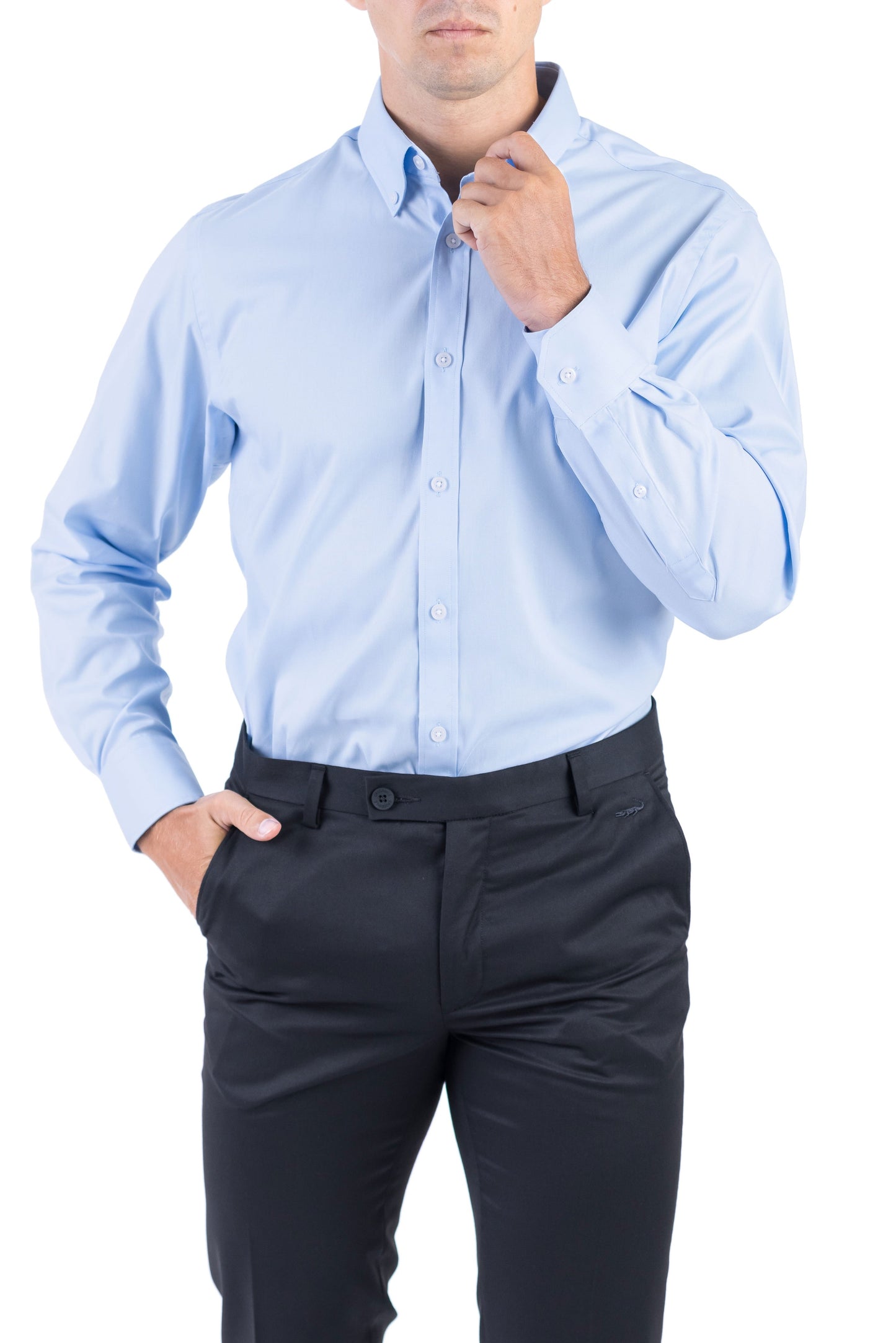 Crocodile Men Formal Plain Regular Fit Shirt - Sky Blue