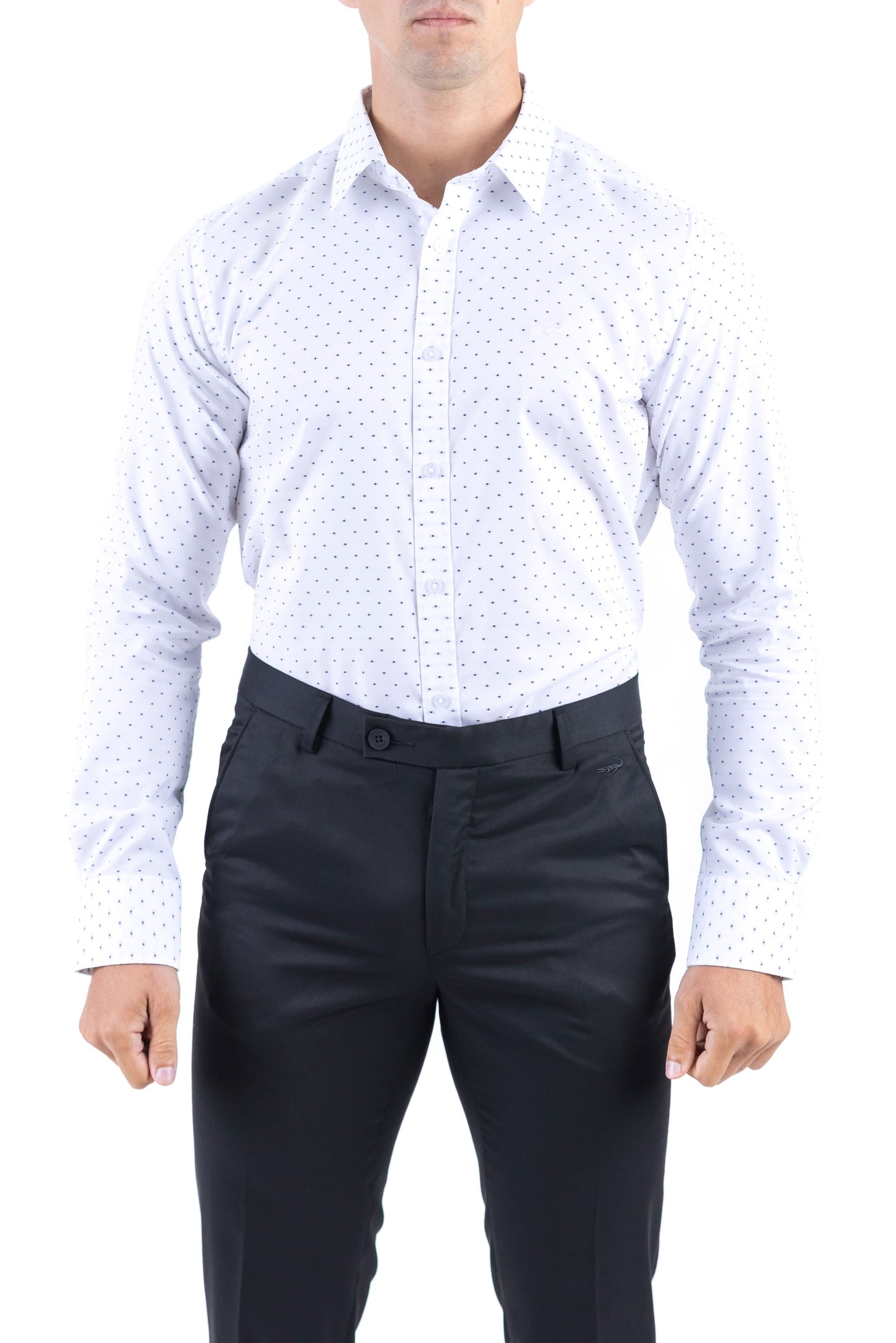 Crocodile Men Formal Printed Slim Fit Shirt - Blue