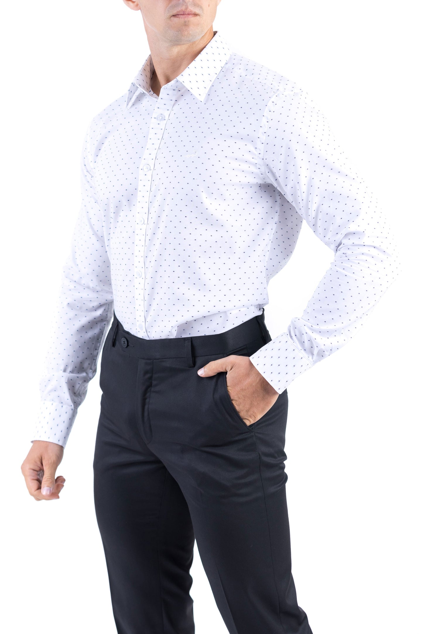 Crocodile Men Formal Printed Slim Fit Shirt - Blue