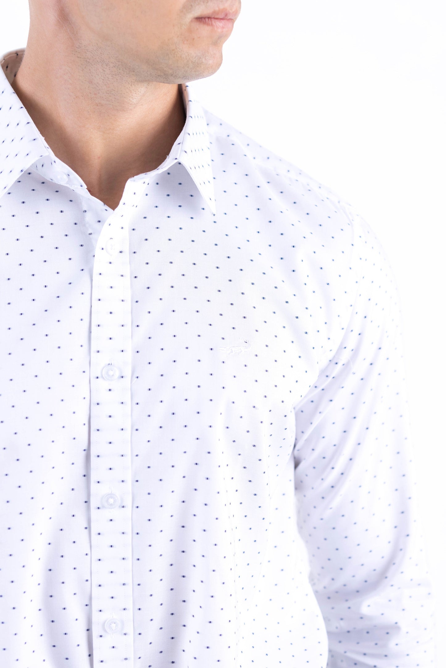 Crocodile Men Formal Printed Slim Fit Shirt - Blue